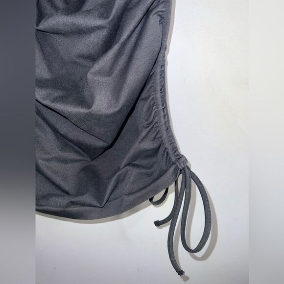 ZARA solid black Ruched Tie Sides Mini Dress Size Small NWOT fairy grunge - Picture 2 of 5